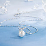 925 Silver Cute Pearl Necklace Pendant Women Birthday Gift