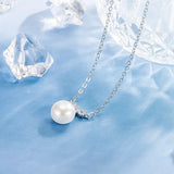 925 Silver Cute Pearl Necklace Pendant Women Birthday Gift