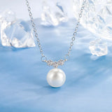 925 Silver Cute Pearl Necklace Pendant Women Birthday Gift