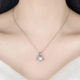 Crystal Cat Star Moon Necklace Earrings Set 925 Silver Jewelry Girl Gift