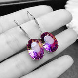 925 Sterling Silver Earring For Women Shining Crystal Purple Yellow Earrings