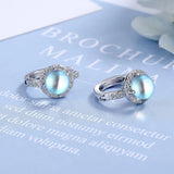 Moonlight Crystal Zircon Hoop Earrings 925 Sterling Silver Jewelry