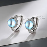 Moonlight Crystal Zircon Hoop Earrings 925 Sterling Silver Jewelry