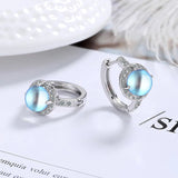 Moonlight Crystal Zircon Hoop Earrings 925 Sterling Silver Jewelry