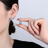 Moonlight Crystal Zircon Hoop Earrings 925 Sterling Silver Jewelry