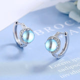 Moonlight Crystal Zircon Hoop Earrings 925 Sterling Silver Jewelry