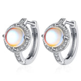 Moonlight Crystal Zircon Hoop Earrings 925 Sterling Silver Jewelry