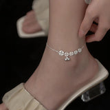 925 Silver Anklet Women Rose Coin Bell Ankles Jewelry Girl Gift