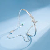 Double Layer Butterfly Bangle 925 Silver Bracelet Lady Birthday Present