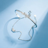 Double Layer Butterfly Bangle 925 Silver Bracelet Lady Birthday Present