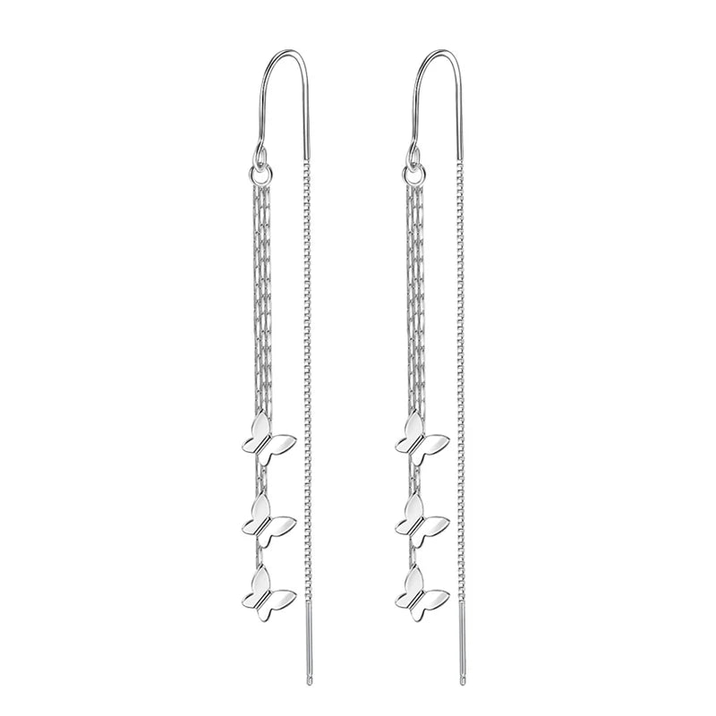 Butterfly Ear Line 925 Silver Long Earrings for Women Party