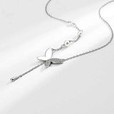 Zircon Butterfly Necklace Water Droplet Tassel Pearl Chain