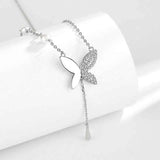 Zircon Butterfly Necklace Water Droplet Tassel Pearl Chain