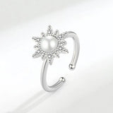 925 Silver Creative Pearl Zircon Ring for Women