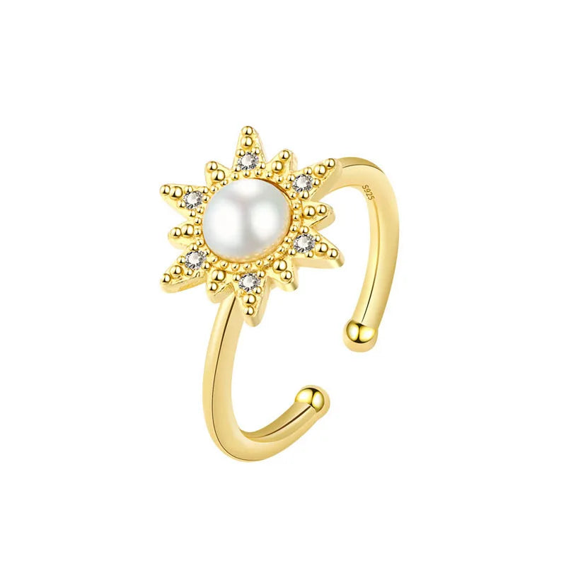 925 Silver Creative Pearl Zircon Ring for Women