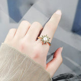 925 Silver Creative Pearl Zircon Ring for Women