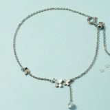 925 Silver Butterfly Anklet Tassel Beach Accessory