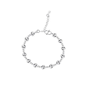 925 Silver Heart to Heart Anklets for Women