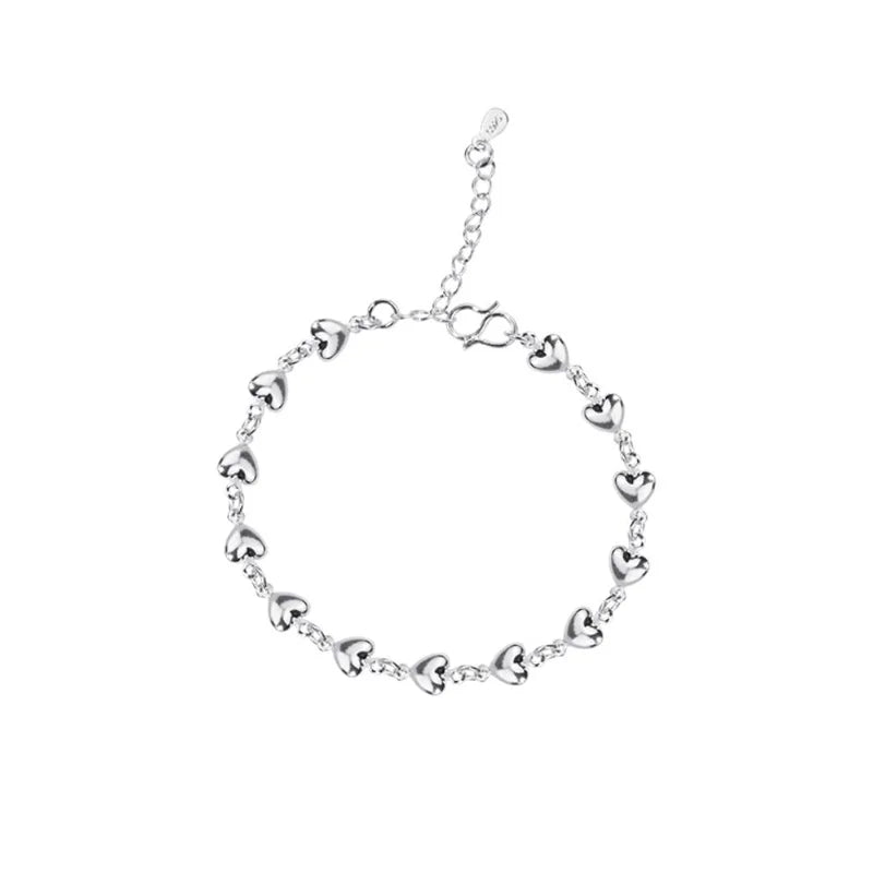 925 Silver Heart to Heart Anklets for Women