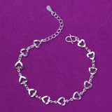 925 Silver Heart to Heart Anklets for Women