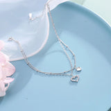 925 Silver Anklets Zircon Heart Foot Chain Jewelry