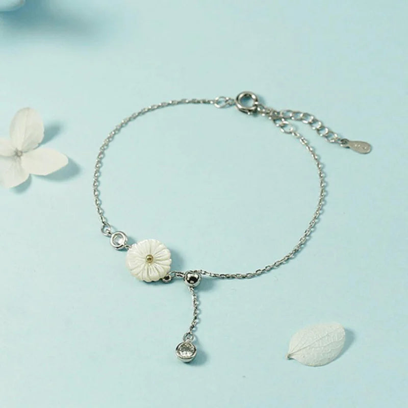 925 Silver Anklets Romantic Shell Daisy Foot Jewelry Gift