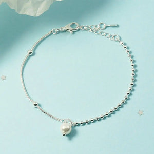 925 Silver Anklet Splicing Chain Pearl Foot Jewelry Beach Party
