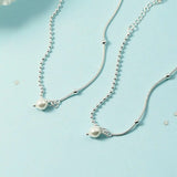 925 Silver Anklet Splicing Chain Pearl Foot Jewelry Beach Party