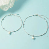 925 Silver Anklet Splicing Chain Pearl Foot Jewelry Beach Party