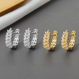 925 Silver Zircon Leaf Earrings for Women Party