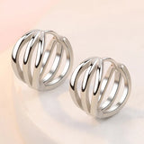 925 Silver Earrings Glossy Three Sides Ear Buckle Lady Jewelry Gift