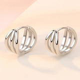 925 Silver Earrings Glossy Three Sides Ear Buckle Lady Jewelry Gift