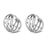 925 Silver Earrings Glossy Three Sides Ear Buckle Lady Jewelry Gift