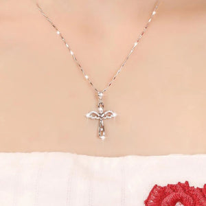 925 Silver Necklaces Love Heart Cross Pendant Jewelry Girl Accessories