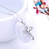 925 Silver Necklaces Love Heart Cross Pendant Jewelry Girl Accessories