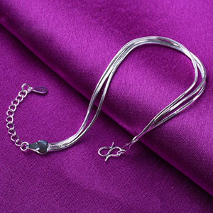 925 Sterling Silver Snake Chain Anklets for Women