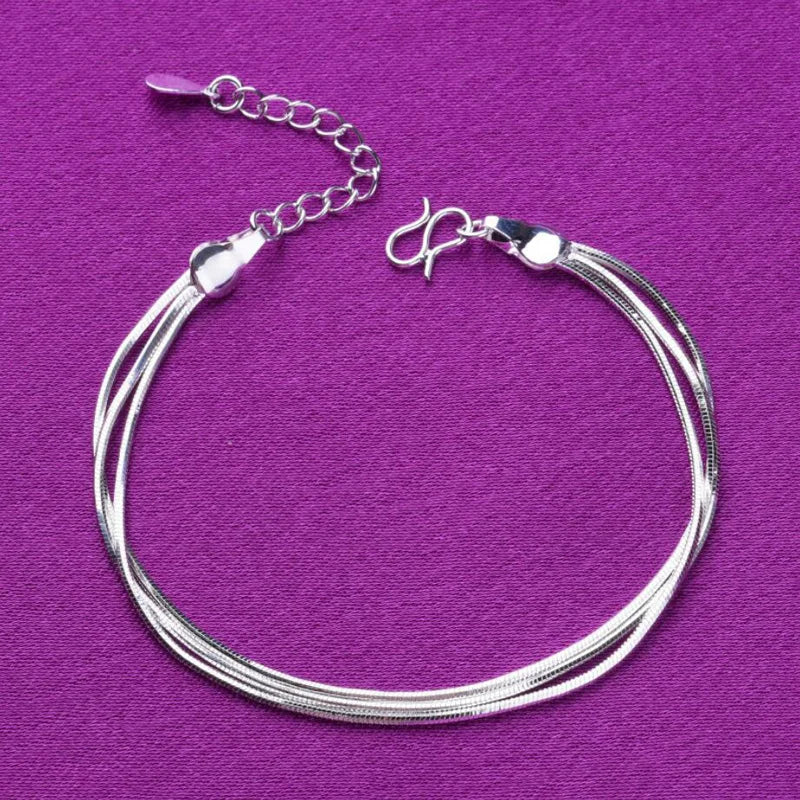 925 Sterling Silver Snake Chain Anklets for Women
