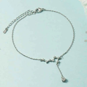 925 Silver Big Dipper Zircon Star Tassel Anklet Women