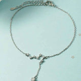 925 Silver Big Dipper Zircon Star Tassel Anklet Women