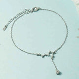 925 Silver Big Dipper Zircon Star Tassel Anklet Women