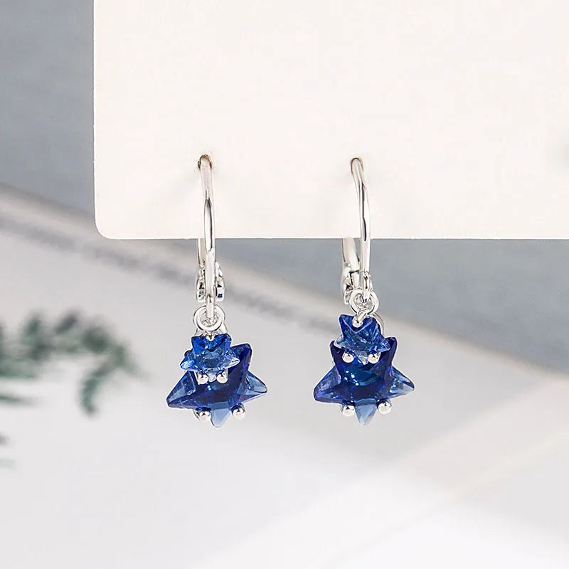 Stars Hoop Earrings For Women 925 Silver Earring Jewelry