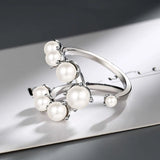 Cute Pearl Geometric Ring 925 Sterling Silver Finger Jewelry