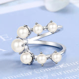 Cute Pearl Geometric Ring 925 Sterling Silver Finger Jewelry