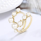 Cute Pearl Geometric Ring 925 Sterling Silver Finger Jewelry