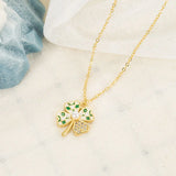 Four-leaf Clover Pearl Zircon Necklace 925 Silver