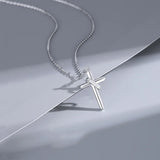 Men's 925 Sterling Silver Cross Pendant Necklace