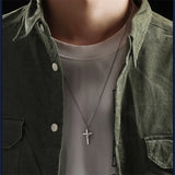 Men's 925 Sterling Silver Cross Pendant Necklace
