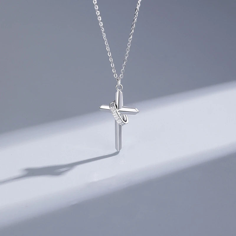 Men's 925 Sterling Silver Cross Pendant Necklace