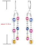 Crystal Tassel Earrings 925 Sterling Silver Lady Party Accessories