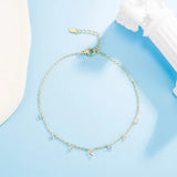 Zircon Tassel Anklet S925 Silver Foot Jewelry Lady Party Accessories